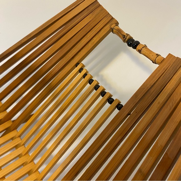 Mid Century folding collapsible bamboo fruit basket vintage MCM Japanese - Picture 8 of 14